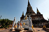 Ayutthaya, Thailand. Wat Yai Chai Mongkhon, statues group of Buddha with disciples. 